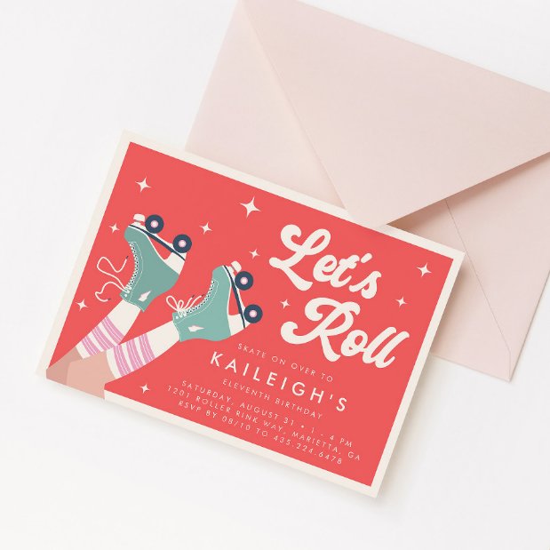 Let's Roll Y2K 90s Roller Rink Girls Birthday Invitation (Creator Uploaded)