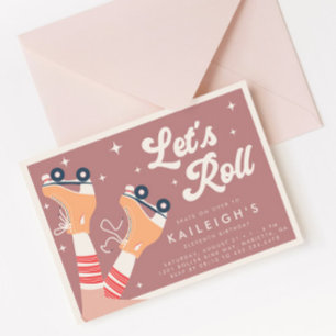 Let's Roll Y2K 90s Roller Skate Girls Birthday Invitation