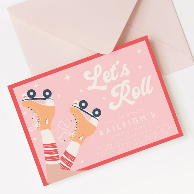 Let's Roll Y2K 90s Roller Skate Girls Birthday Invitation (Creator Uploaded)