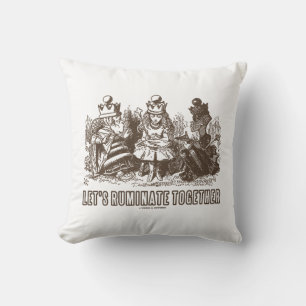 Let's Ruminate Together Wonderland Alice Queens Throw Pillow