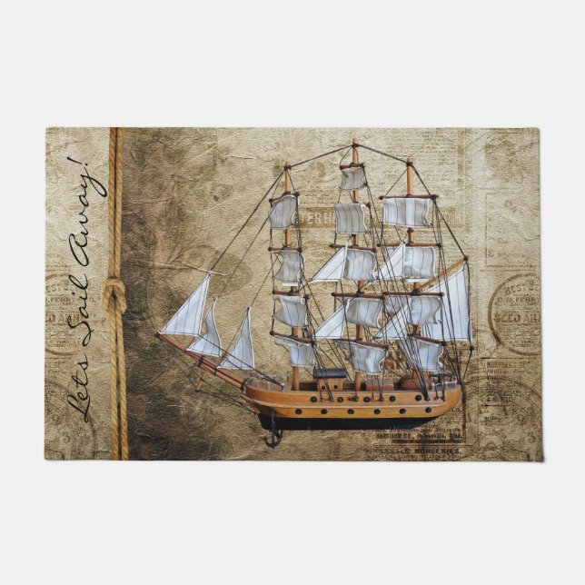 Lets Sail Away - Nautical Doormat (Front)