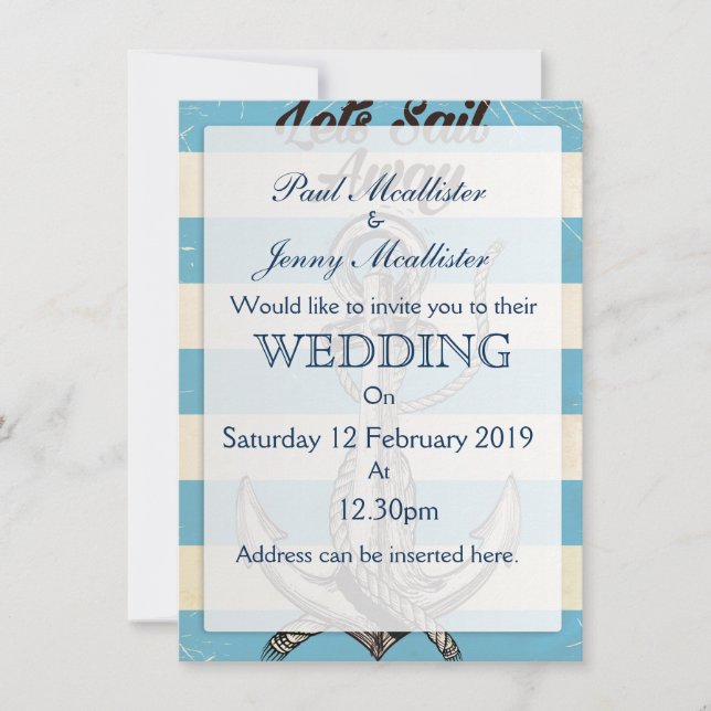 Lets Sail Away Vintage nautical poster Invitation (Front)