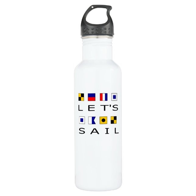 Let's Sail Colourful Nautical Flags 710 Ml Water Bottle (Front)