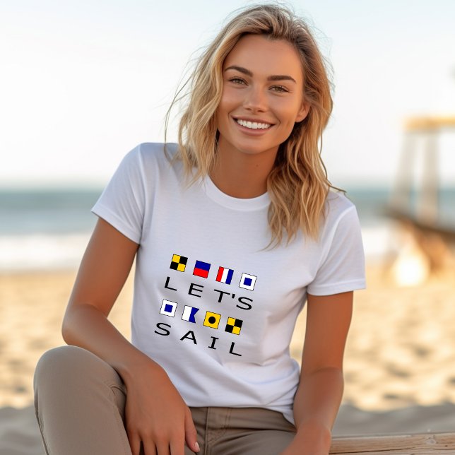 Let's Sail Colourful Nautical Flags T-Shirt (Creator Uploaded)