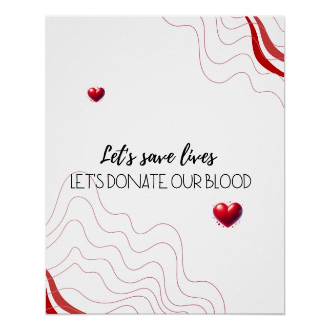 Let's Save Lives – Donate Blood Minimalist Graphic Poster (Front)