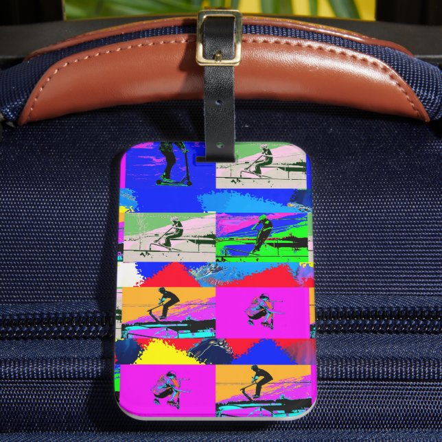 Lets Scoot - Stunt Scooter Rider Luggage Tag (Front Insitu 2)