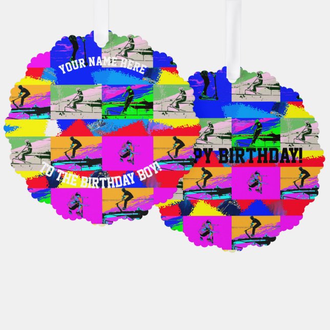 Lets Scoot - Stunt Scooter Rider Ornament Card (Front/Back)