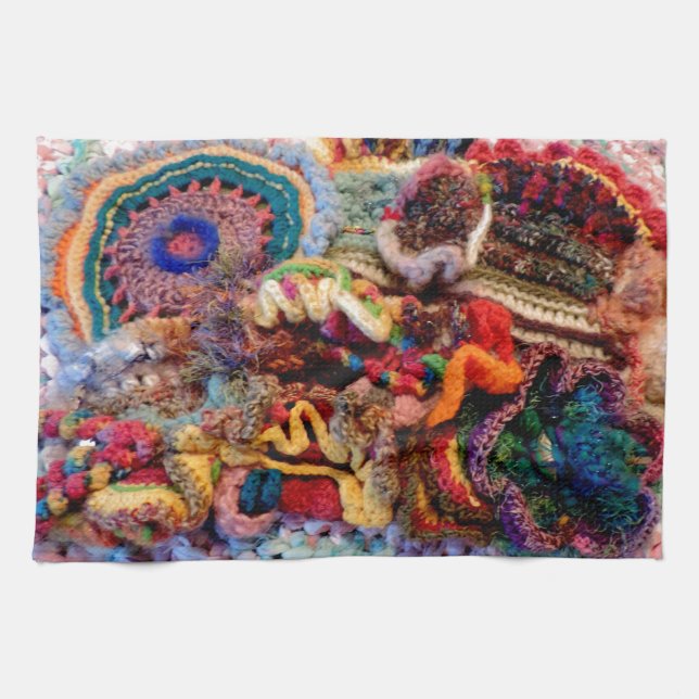 Let's Scrumble Free Form Crochet Design Photo Kitchen Towel (Horizontal)