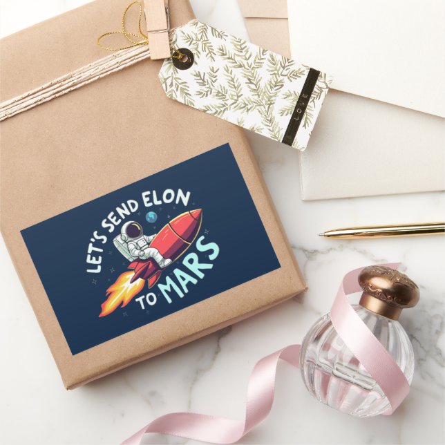 Let's Send Elon to Mars Rectangle Sticker (Gifting)