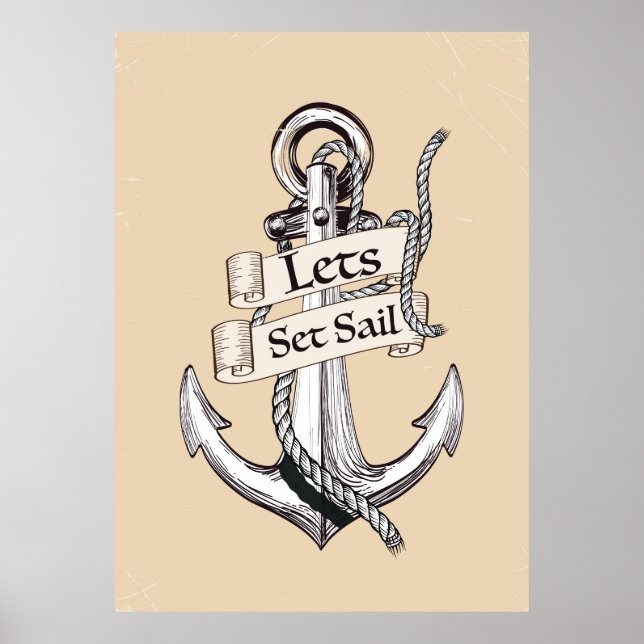 lets set sail vintage nautical poster (Front)