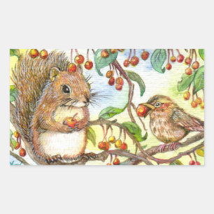 Let's Share - Squirrel And Sparrow Sticker
