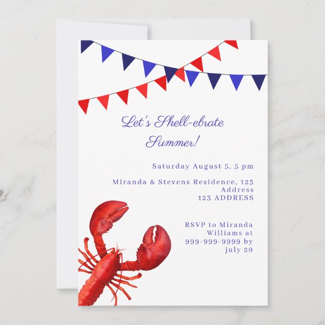 Let's shell-ebrate summer party coastal invitation (Front)