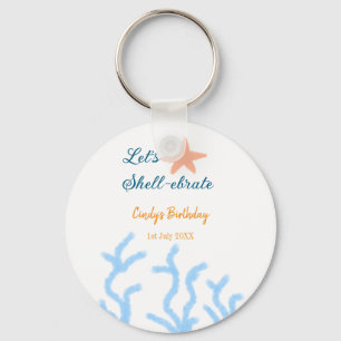 Let's shell-ebrate under the sea blue birthday keychain