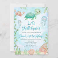 Let's Shellebrate Sea Turtle Under Sea Birthday