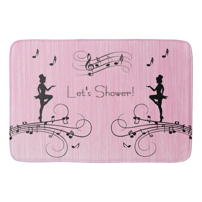 Lets Shower Music Design Pink Bath Mat (Front)