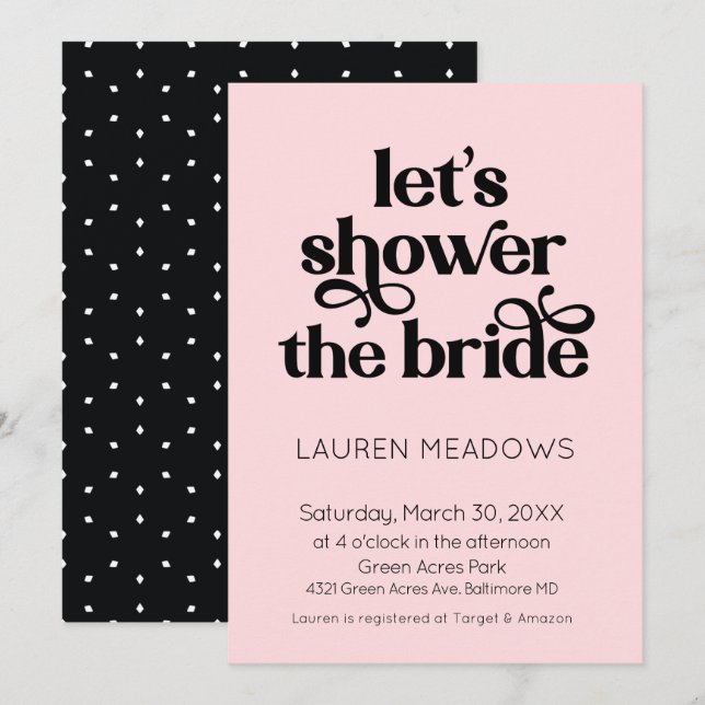 Let's Shower The Bride Typography Invitation (Front/Back)