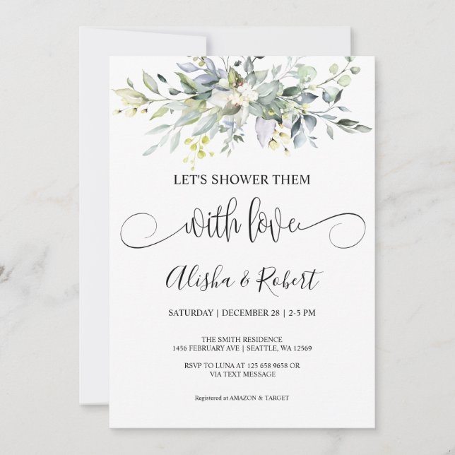  Let's Shower Them With Love Couples Shower invite (Front)