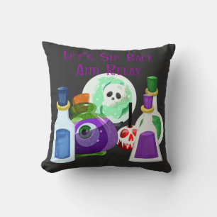 Let's Sip Back And Relax - Halloween Potions Throw Pillow