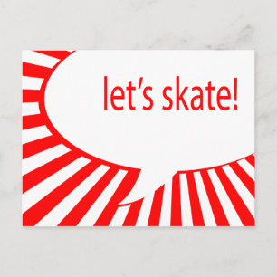 let's skate! cartoon speech bubble postcard