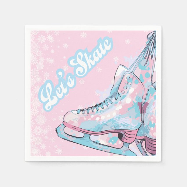 "Let's skate" figure ice skating birthday party Napkin (Front)