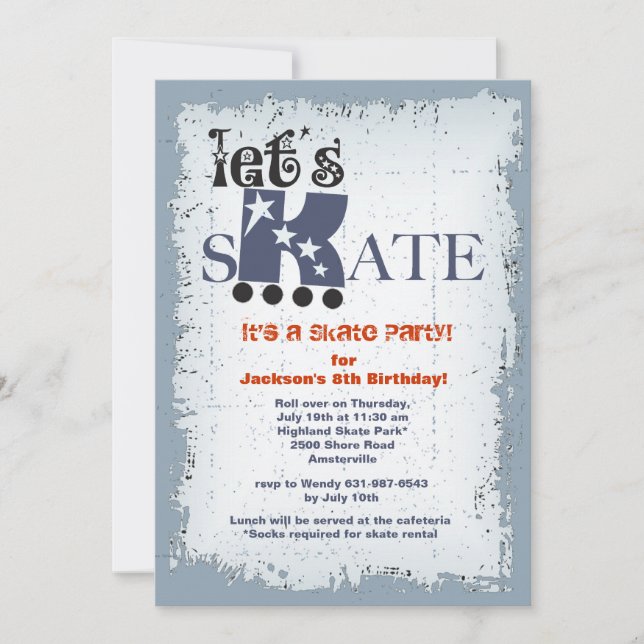 Let's Skate Party Invitation (Front)