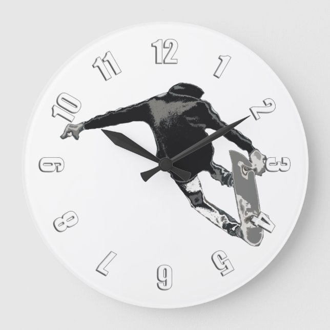 "Let's Skate" - Skateboarder Large Clock (Front)