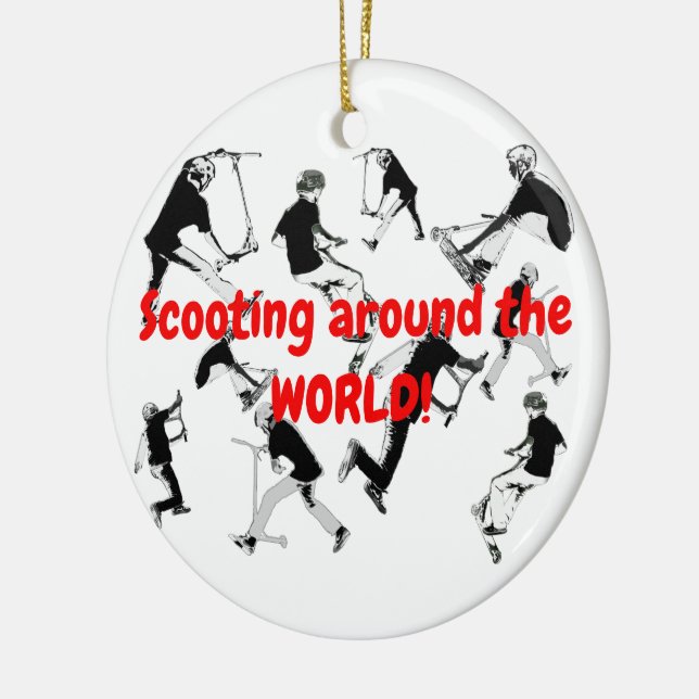 Let's Skate! - Stunt Scooter Fun Ceramic Ornament (Left)