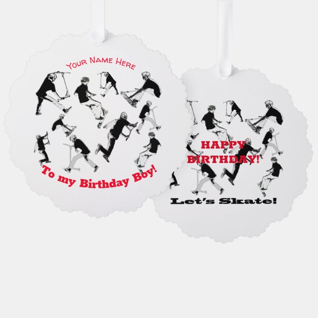 Let's Skate! - Stunt Scooter Fun Ornament Card (Front/Back)