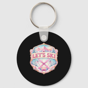 Lets ski resort woman skier skiing girl winter keychain