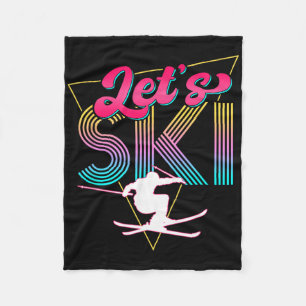 Let's Ski Retro 80s Skiing Party Outfit 90s Skier  Fleece Blanket