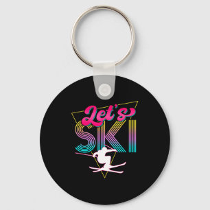 Let's ski retro 80s skiing party outfit 90s skier keychain