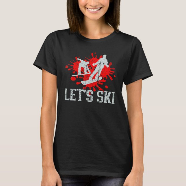 Let's Ski Vintage Snow Skiing T-Shirt (Front)