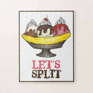 Let's Split Banana Ice Cream Sundae Dessert Foodie Jigsaw Puzzle