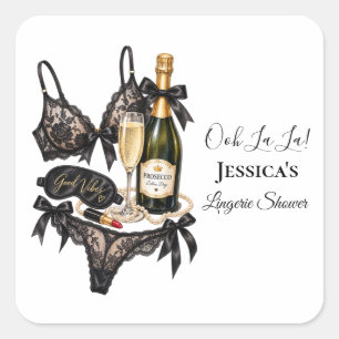 Let's Spoil Her Bra Lace Lingerie Bridal Shower Square Sticker