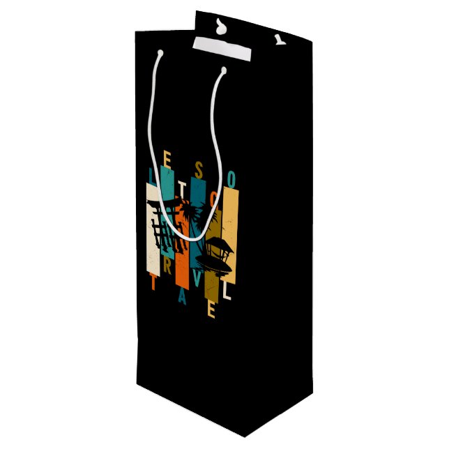 Lets Start to Travel Wine Gift Bag (Back Angled)