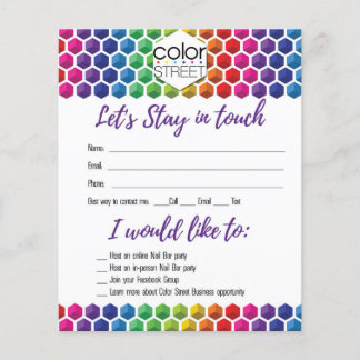 Let's Stay in touch Colour Street Flyer