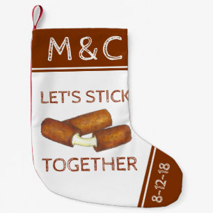 Let's Stick Together Mozzarella Cheese Couples Small Christmas Stocking