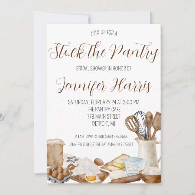 Let's Stock the Pantry Kitchen Theme Bridal Shower Invitation (Front)