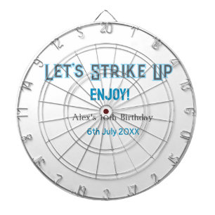 Let's strike up blue grey happy 10 birthday name  dartboard