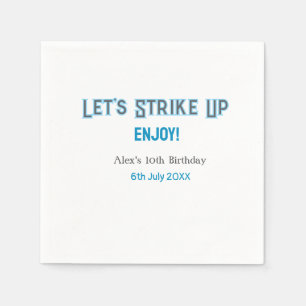 Let's strike up blue grey happy 10 birthday name  napkin