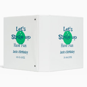 Let's strike up have fun green ball birthday name binder