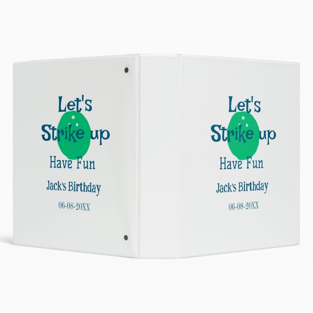 Let's strike up have fun green ball birthday name  binder (Background)