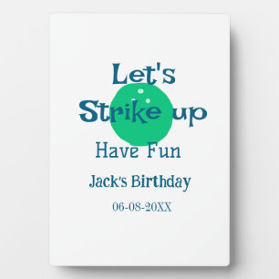 Let's strike up have fun green ball birthday name plaque