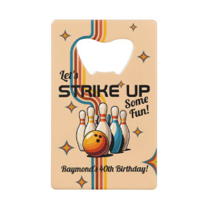 Let's Strike Up Some Fun Bowling Birthday Party Credit Card Bottle Opener