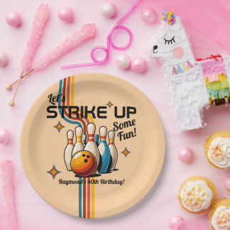 Let's Strike Up Some Fun Bowling Birthday Party Paper Plate