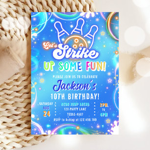 Let's Strike Up Some Fun Bowling Boy Birthday Invitation