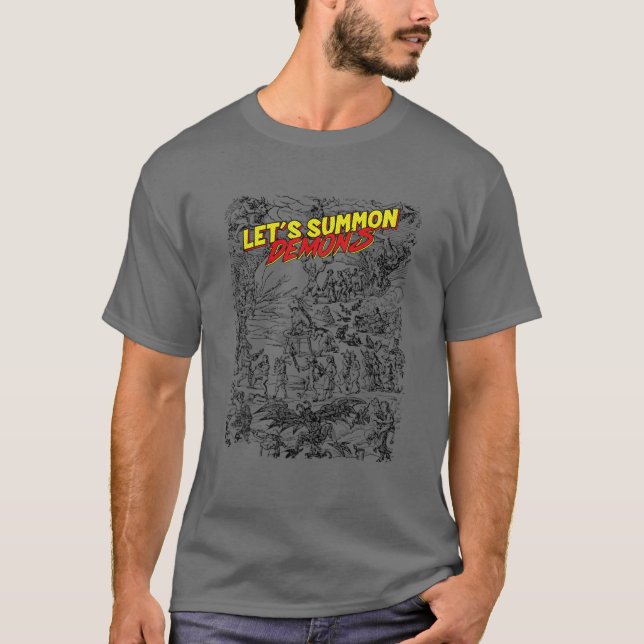 Let's Summon Demons - Witchcraft Art Funny Hallowe T-Shirt (Front)