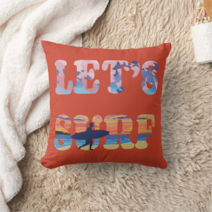 Let's Surf Throw Pillow