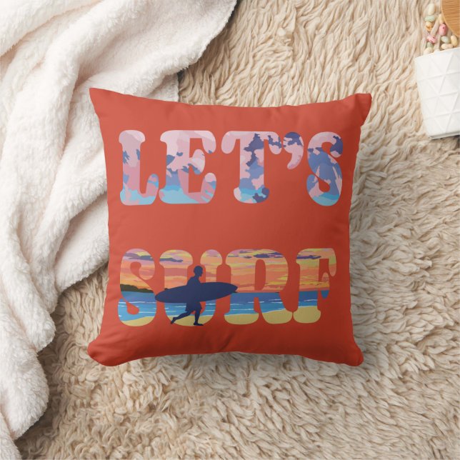 Let's Surf   Throw Pillow (Blanket)