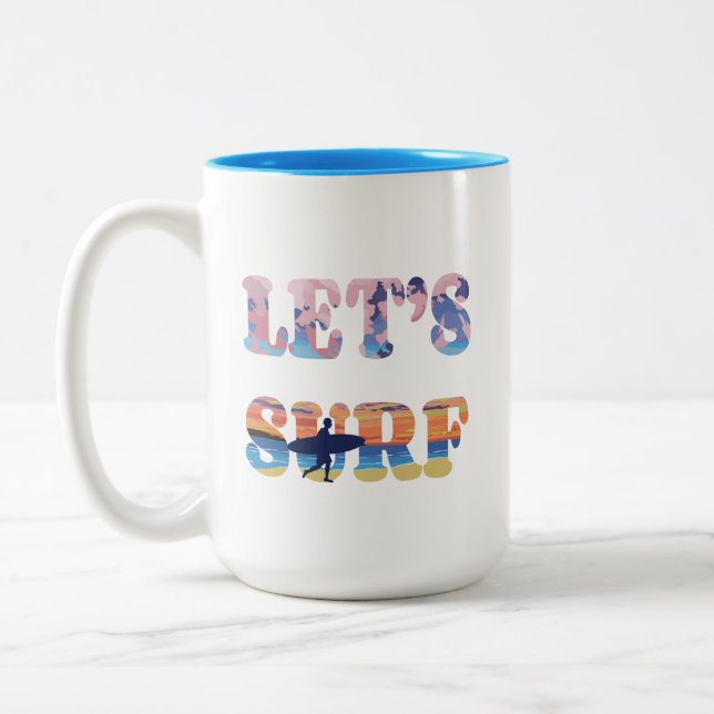 Let's Surf Two-Tone Coffee Mug (Left)